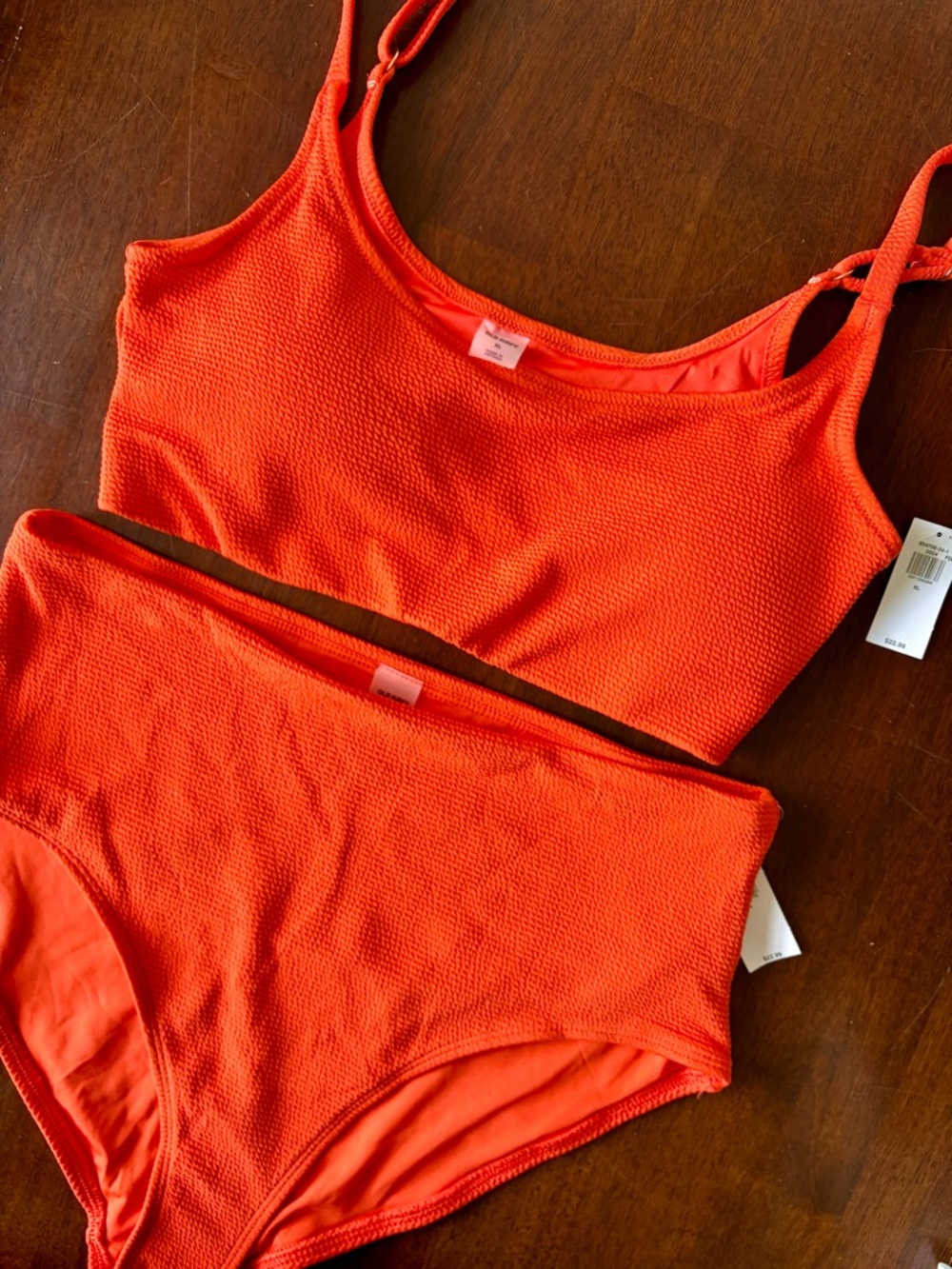 Old Navy Orange Textured Bikini Top and High-Waist Bottoms - Picture 2 of 3